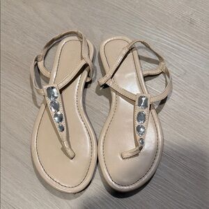 Beige Sandals with Crystal Accents